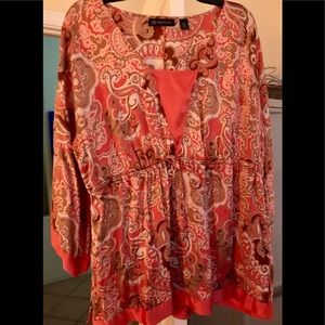 INC plus size peachy silk Paisley top